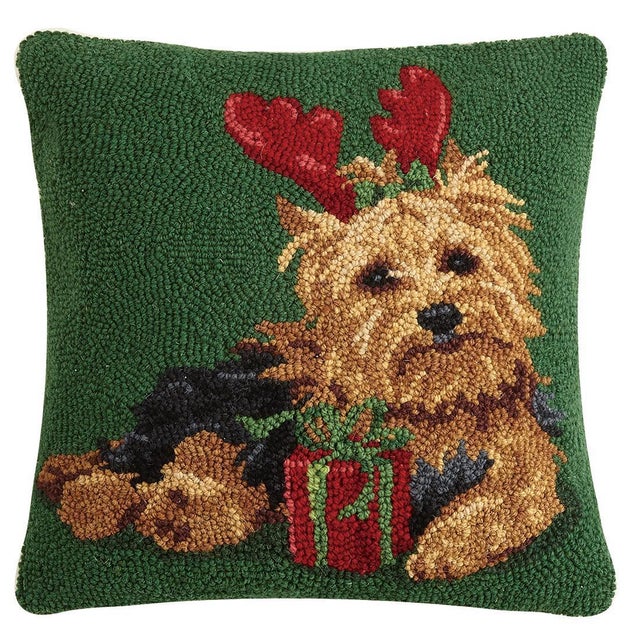 A festive way to spruce up your home for the holidays and winter season! 100% wool hooked throw pillow / accent pillow....