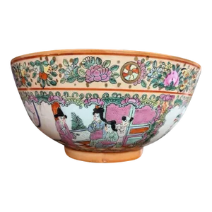 Vintage Chinese Rose Medallion Bowl Old China Asian Hand Painted Porcelain