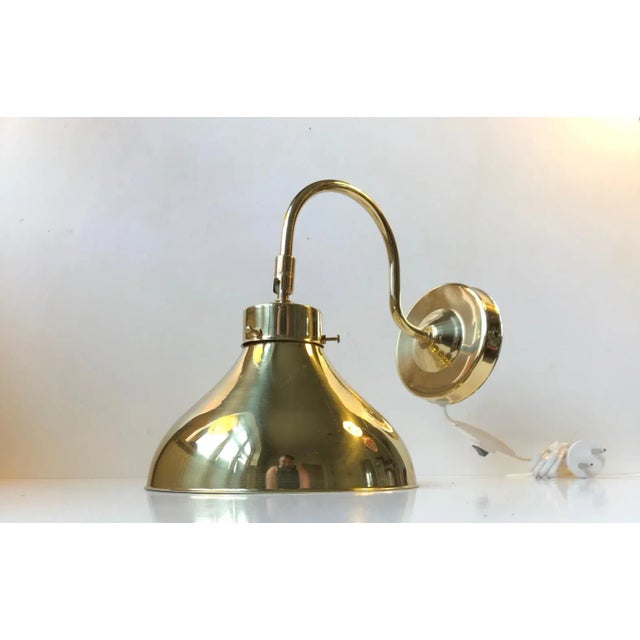 Gold Vintage Danish Adjustable Brass Sconce from Abo Metalkunst, 1970s For Sale - Image 8 of 8