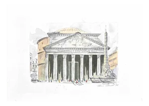 View of the Pantheon, Original Drawing, 1995