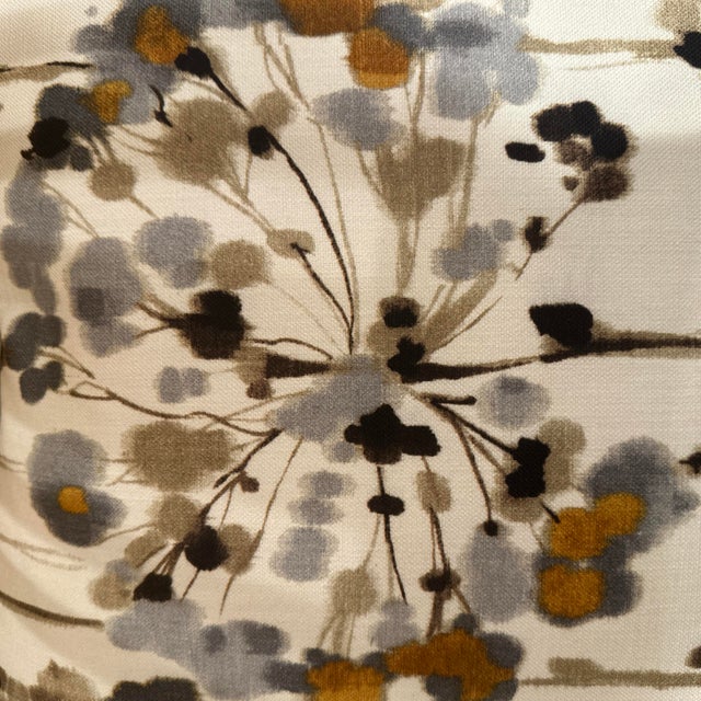 Handcrafted decorative pillow case, double sided gray dandelion cotton linen with off white background, 18”X18”. Invisible...