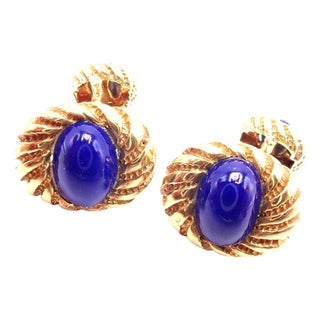 Late 20th Century Tiffany & Co. Jean Schlumberger Lapis Lazuli Yellow Gold Cufflinks, Pair For Sale