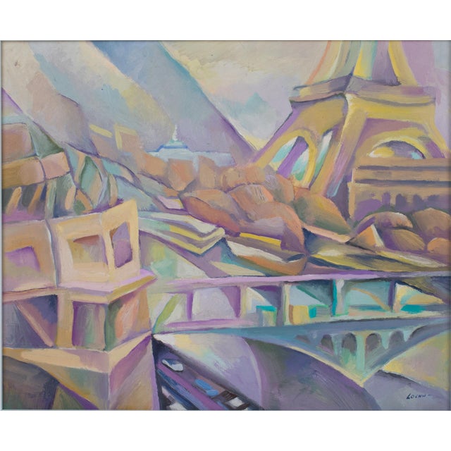 The Yellow Eiffel Tower, Oil on Canvas Painting by Claude-Max Lochu For Sale - Image 4 of 15