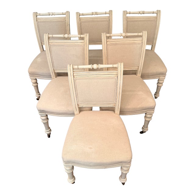 Set of 6 Antique Painted Louis XVI Style Dining Chairs For Sale