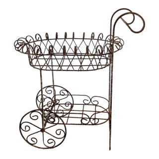 Rustic Flower Cart Plant Stand For Sale