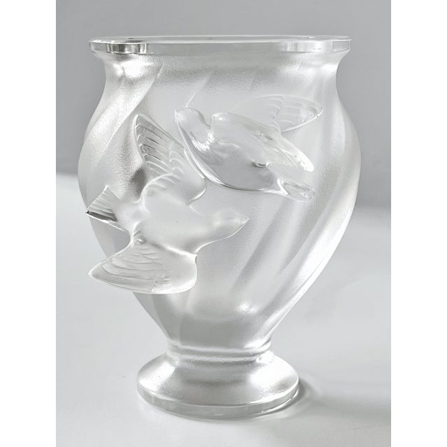Antique Mid 20th Century Lalique Rosine Crystal Vase by Marie Lalique Signed C1950 For Sale - Image 13 of 14
