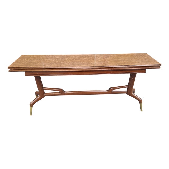 Wooden Console Table with Burl Wood Top and Formica Top, 1950s For Sale