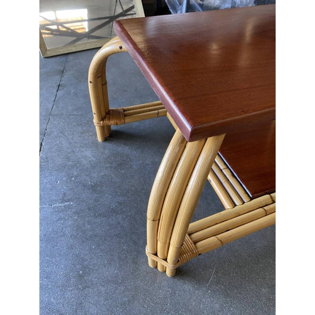 Restored Rattan & Mahogany "Grasshopper" Cocktail Table For Sale In Los Angeles - Image 6 of 13
