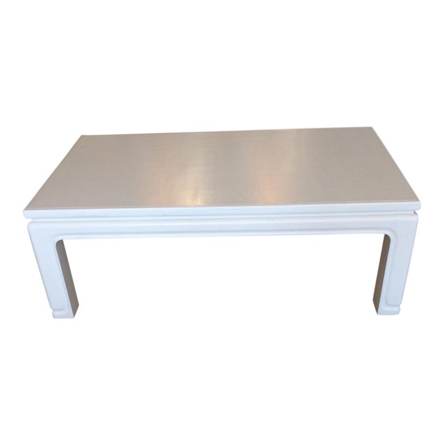 Karl Springer Style Linen Wrapped Coffee Table | Chairish