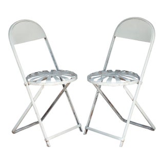 Antique Francois Carre Sunburst Folding Garden Chairs, 2 Pieces For Sale