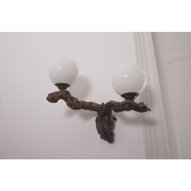 Vintage Brutalist Double Opaline Lighting Wall Light, 1950s For Sale - Image 6 of 18