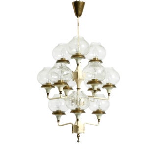 Large Brass and Glass Tulip Hanging Lamp by Hans Agne Jakobsson, 1960s For Sale