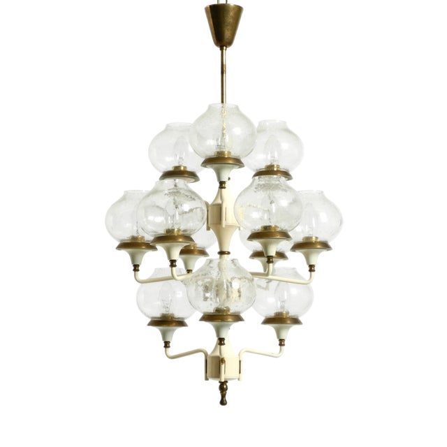 Large Brass and Glass Tulip Hanging Lamp by Hans Agne Jakobsson, 1960s For Sale