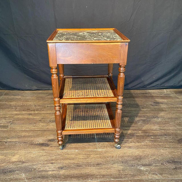 French Louis Philippe Etagere End Table With Caned Shelves For Sale - Image 11 of 11
