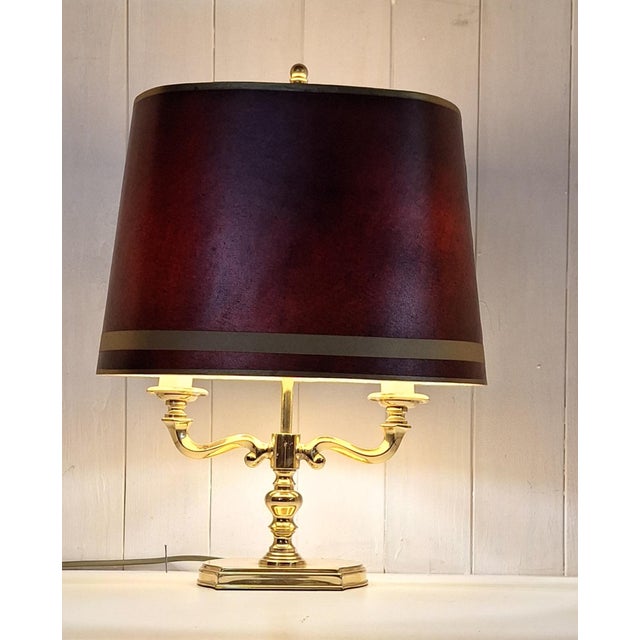 Vintage Table Lamp with Brass Base and Brown-Golden Shade from Schröder & Co., 1970s For Sale - Image 4 of 8
