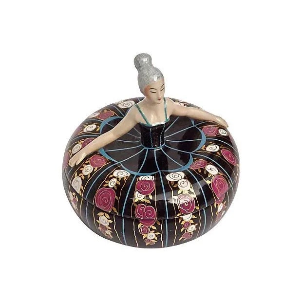 French Robj Art Deco Porcelain Ballerina Box For Sale - Image 3 of 4