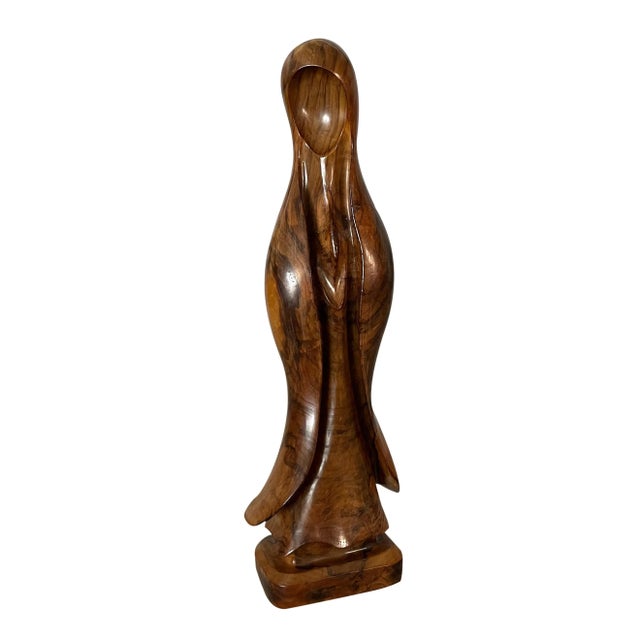 1960s Mid 20th Century Dan Karner Modern Burlwood Sculpture of the Madonna For Sale - Image 5 of 5