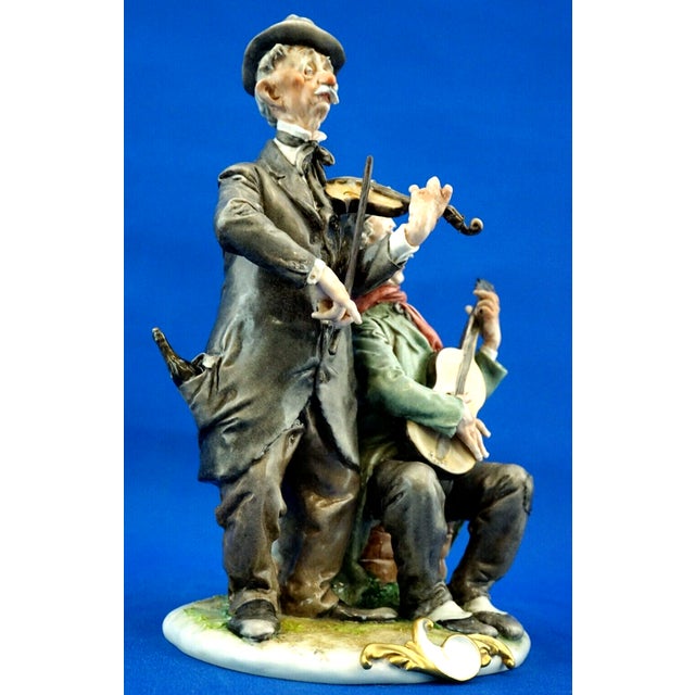 20th Century Porcelain Sculpture of a Couple of Elderly Musicians by Giuseppe Cappè for Capodimonte, Italy For Sale - Image 3 of 18