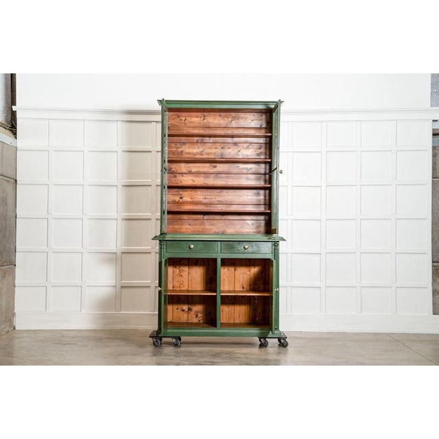 Circa 1870 19thc english painted pine glazed dresser sku 2308 together w134.5 x d54 x h241.5 cm base w134.5 x d54 x h102...