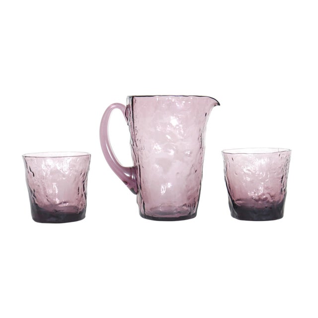 Mid-Century Modern Mid 20th Century Morgantown Amethyst Crinkle Glassware Set For Sale - Image 3 of 6