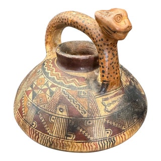 Pre-Colombian Peruvian Stirrup Spout Ceramic Vessel For Sale