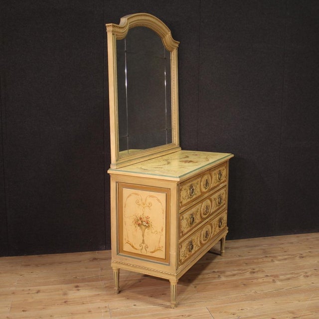 Wood Louis XVI Dresser with Mirror in Lacquered Wood, 1960s For Sale - Image 7 of 13