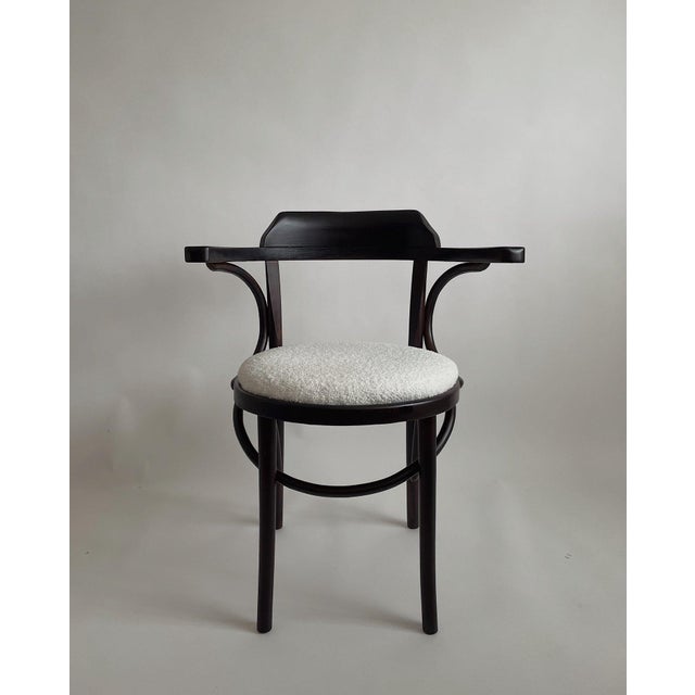 Antique Romanian Bentwood Accent Chair with Cream Boucle Seat For Sale - Image 5 of 16