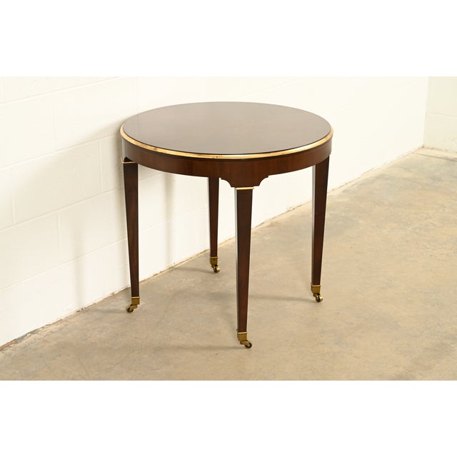 Barbara Barry Style Hollywood Regency Walnut and Parcel Gilt Tea Table or Occasional Side Table by Ethan Allen For Sale - Image 9 of 9