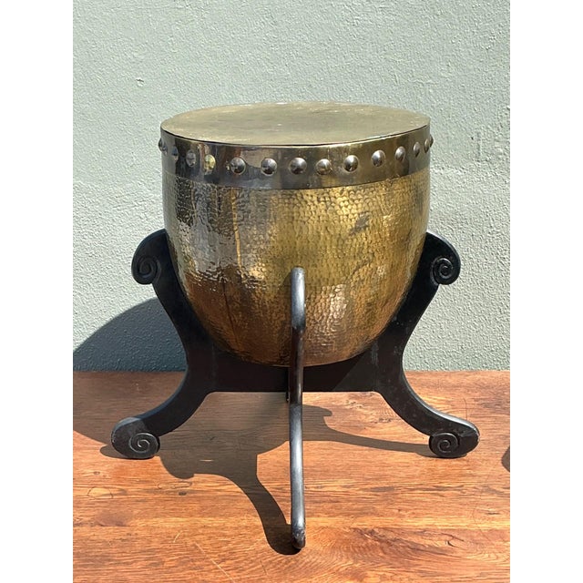 Vintage Hammered Brass Drum Table For Sale - Image 18 of 18