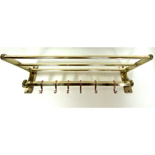 Goldenrod Antique Two Tone Brass Wall Coat Rack, 1930s For Sale - Image 8 of 10