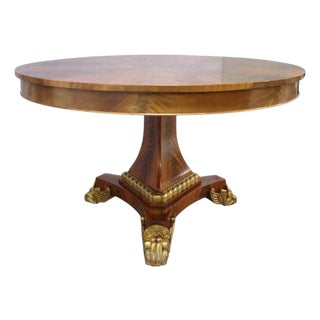 South African Custom Made Pierre Cronje Flame Mahogany & Gilt Wood Round Table For Sale