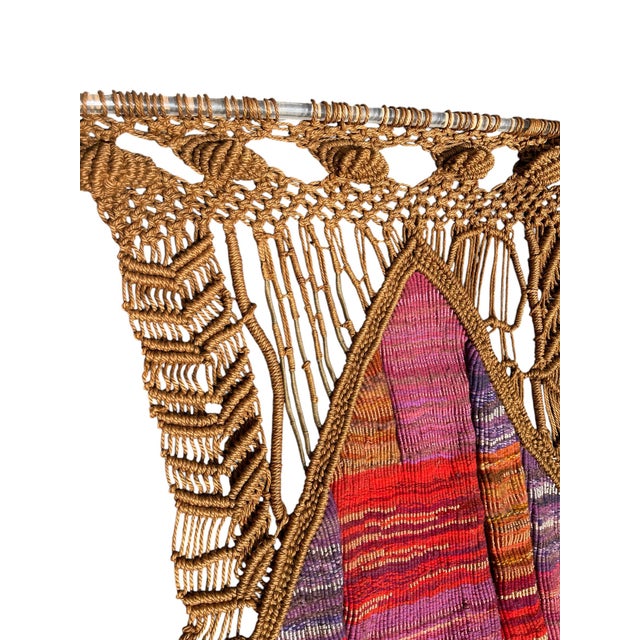 Brown Handmade Wool and Rope Tapestry, 1970s For Sale - Image 8 of 14
