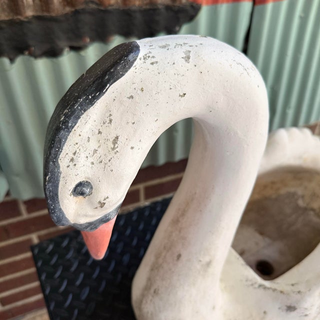 American Mid 20th Century Cast Stone Swan Planter Garden Ornament North Carolina 26" For Sale - Image 3 of 12