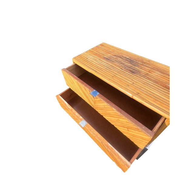 1970s Milo Baughman Style Rattan Bamboo Cabinet on Chrome Base in Mid Century Modern Style For Sale - Image 5 of 10