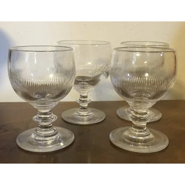 Antique Early 19th Century George III Anglo Irish Glass Crystal Wine Glasses - Set of 4 For Sale In New York - Image 6 of 13