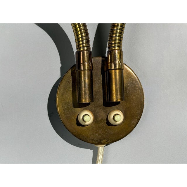 1940s Arvid Böhlmarks, Adjustable Wall Light, Brass, Lacquered Metal For Sale In New York - Image 6 of 7