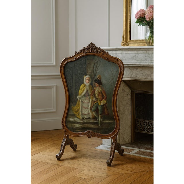 Antique Louis XV Style Fire Screen, 1890s For Sale - Image 3 of 9