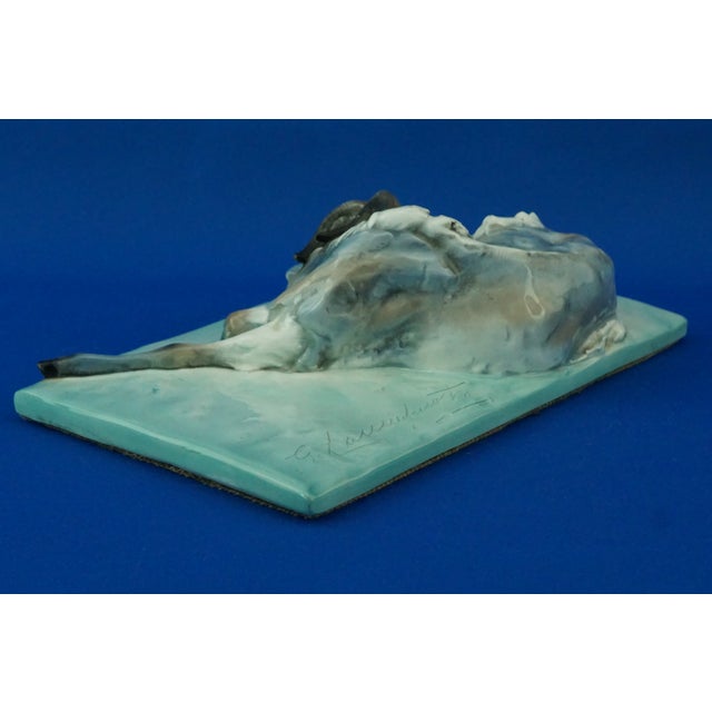 1920s Stoneware Sculpture of a Reclining Ibex by Guido Cacciapuoti, Italy, 1920s For Sale - Image 5 of 18