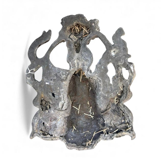 English Vintage Architectural Lead Wall Plaque Ram's Head For Sale - Image 3 of 4