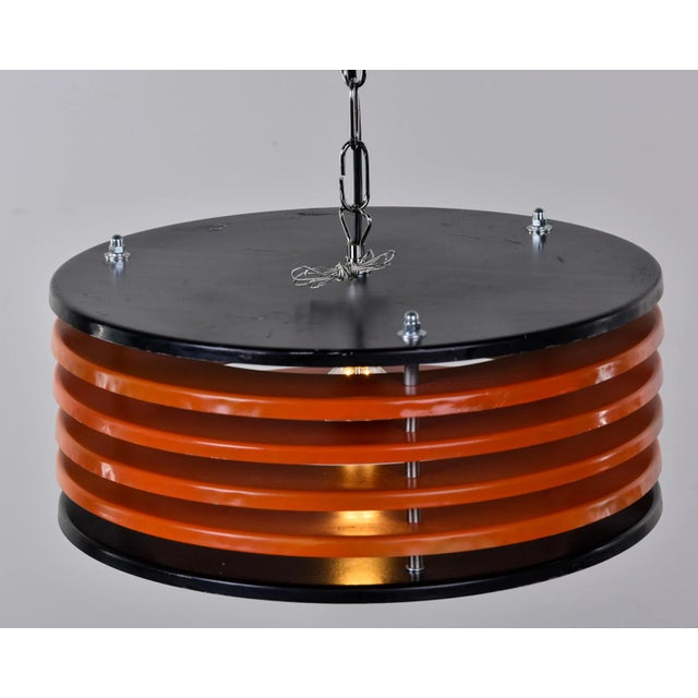 Italian Black & Orange Color Round Pendant Light - Black Finish For Sale - Image 9 of 13