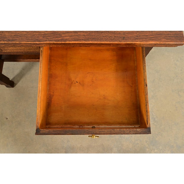 Wood Stickley Brothers Style Antique Mission Oak Arts & Crafts Desk or Writing Table, Circa 1910 For Sale - Image 7 of 11