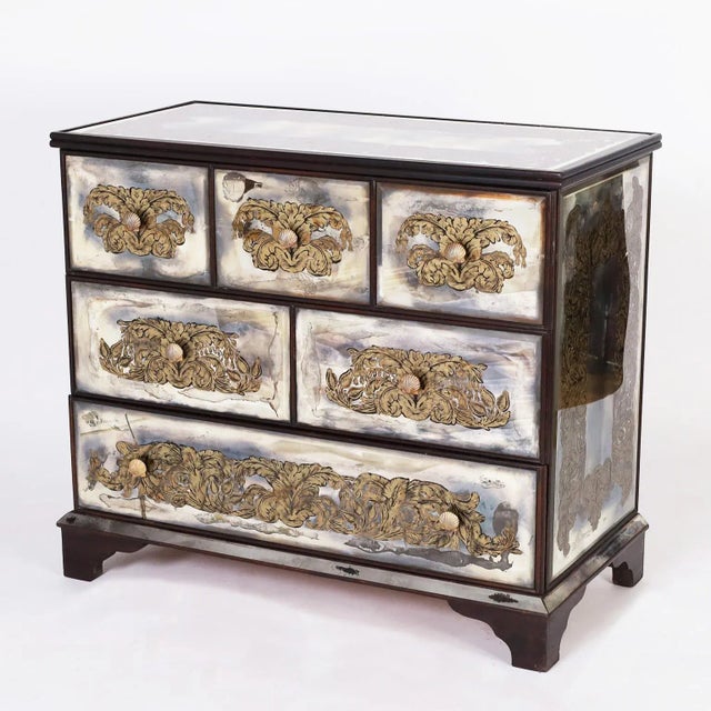 Italian Reverse Painted Mirrored Chest of Drawers For Sale - Image 10 of 10