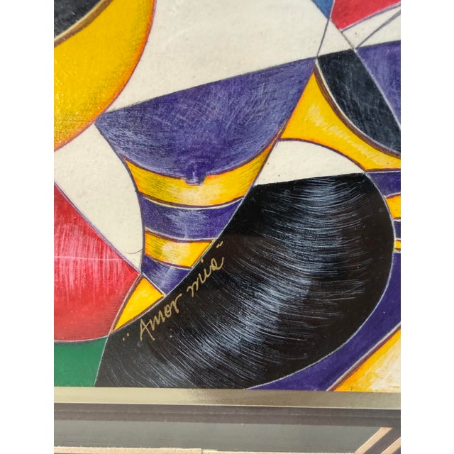 Original Juan Quevedo Pop Cubism Geometric Guitarist Music Mixed Media Painting For Sale - Image 10 of 18