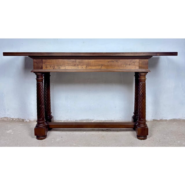 Spanish Walnut Console Table with Barley Twist Legs, 1940s For Sale - Image 15 of 16