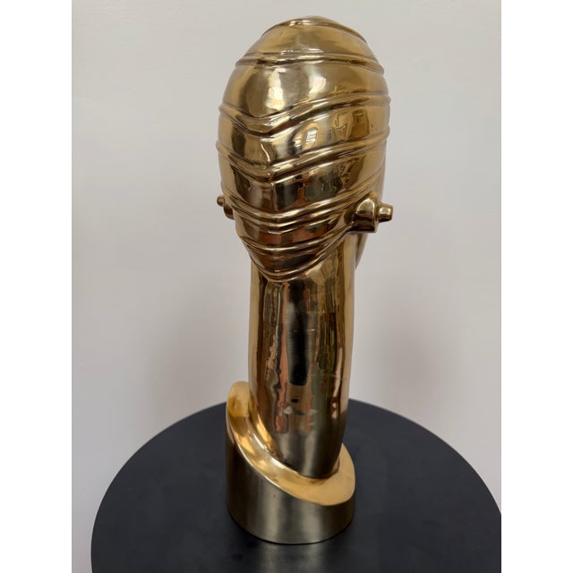 Late 20th Century Balos Design Art Deco Style Brass Bust - unknown artist For Sale In New York - Image 6 of 12