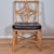 Contemporary 1970s Chinese Chippendale Rattan Side Chair Desk Accent Chair W/ Black Faux Leather Cushion For Sale - Image 3 of 10
