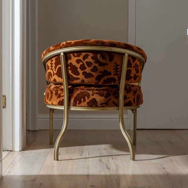 Brass 1950s John Van Koert Troy Sunshade Cymbal Chinoiserie Brass Gold Cast Aluminum Accent Lounge Chair, Attributed For Sale - Image 8 of 17