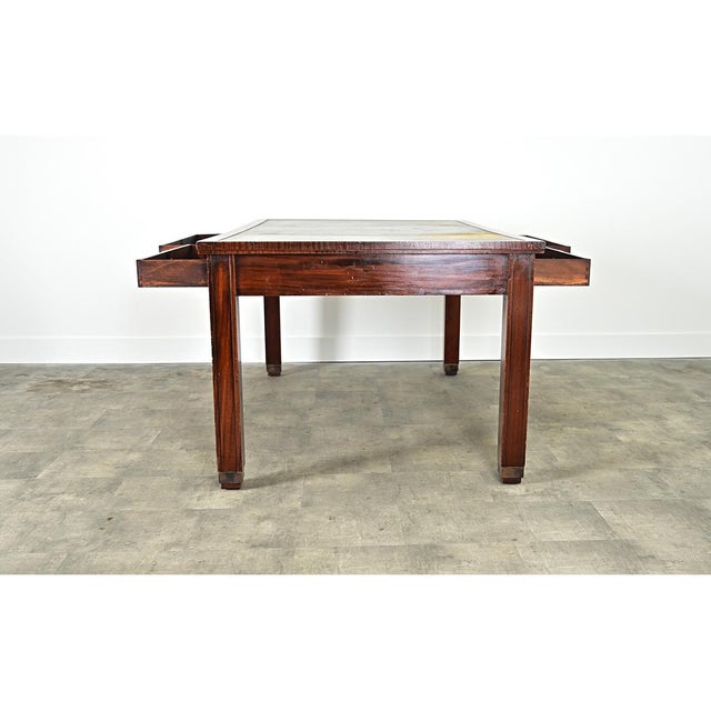 19th Century French Art Nouveau Mahogany & Leather Partners Desk For Sale In Baton Rouge - Image 6 of 11