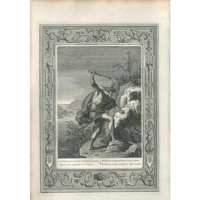 Black and white etching on wire rod paper, representing the Greek myth of Alcyone. Wonderful plate with very fresh...