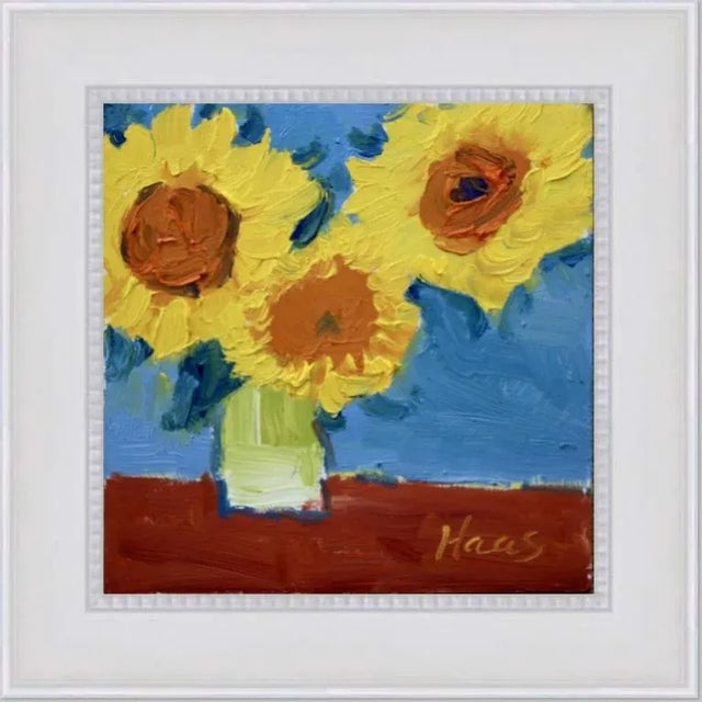Yellow Sunflower Oil Painting Contemporary Impressionist Art For Sale - Image 8 of 12